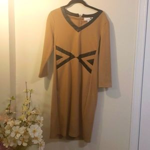 Completely Me long sleeve dress, S, Tan & Black